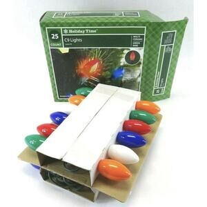 Holiday Time C9 Multi-Color Ceramic Lights 25ct Indoor Outdoor Christmas 24 feet